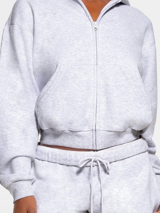 SKIMS Tops - Skims cotton fleece cropped zip up Hoodie, light Heather grey size medium